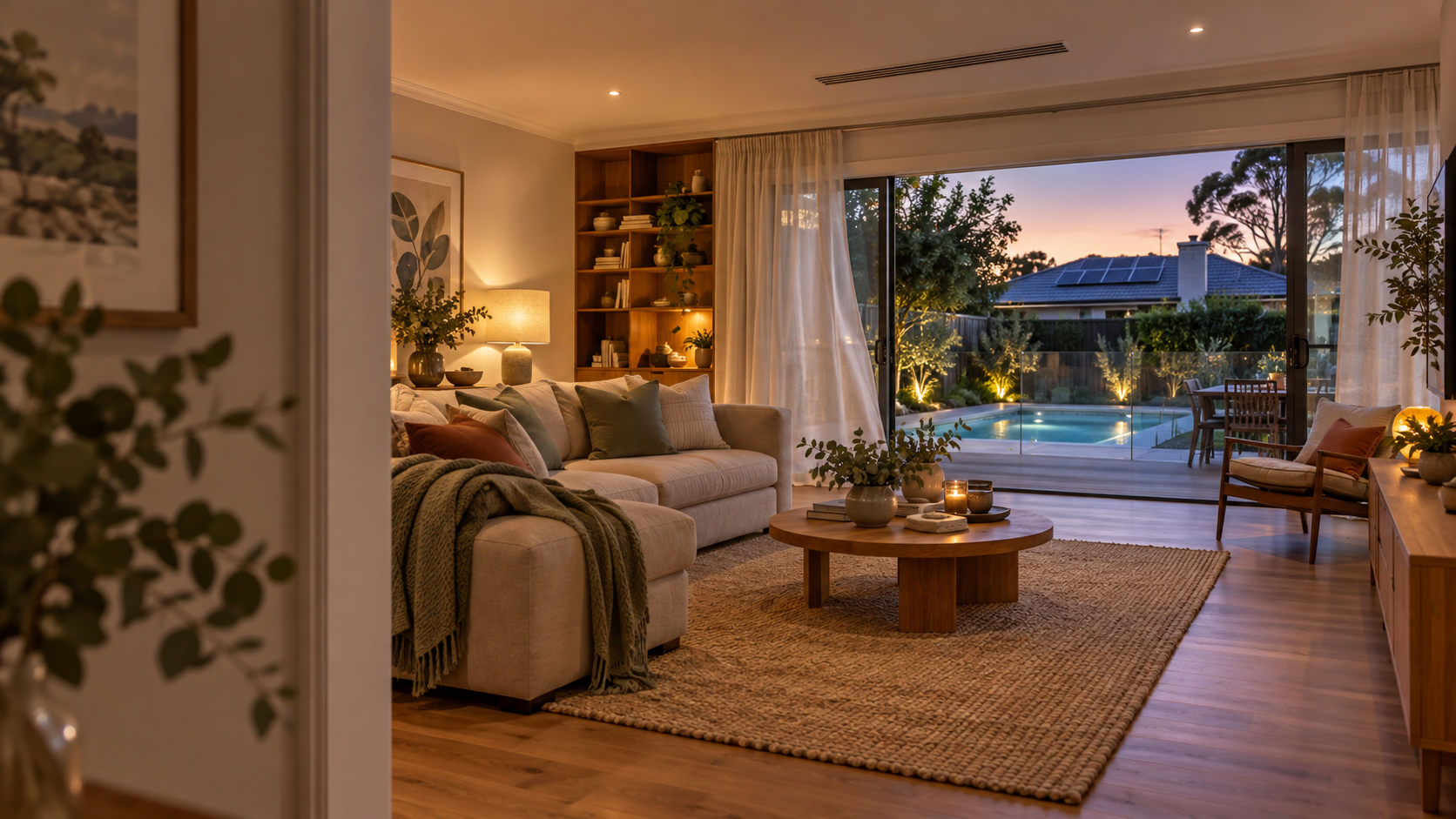 A comfortable living room with thoughtful home technology